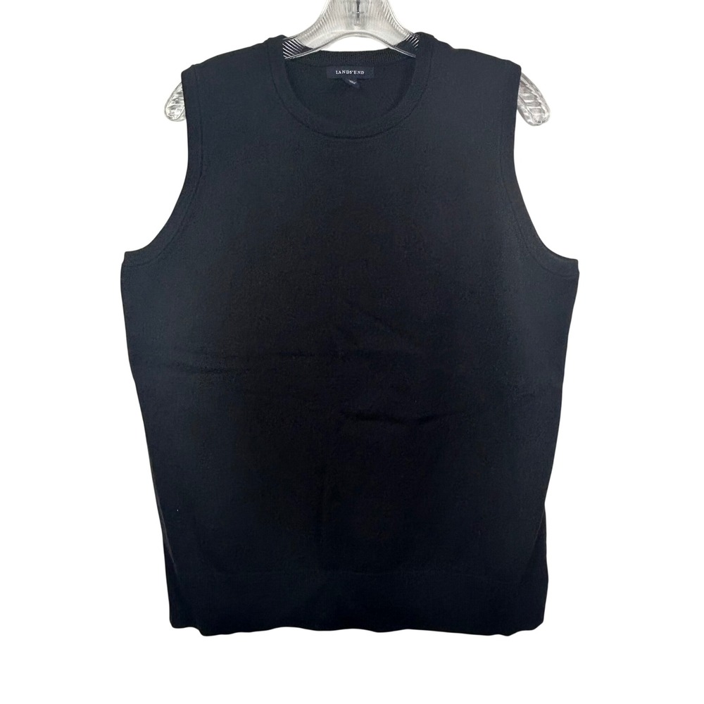Lands End Black Sleeveless Knit Shell Crew Neck Top Plus Size 0X 14W